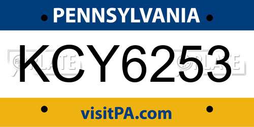 KCY6253 Pennsylvania License Plate