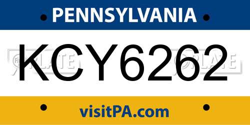 KCY6262 Pennsylvania License Plate