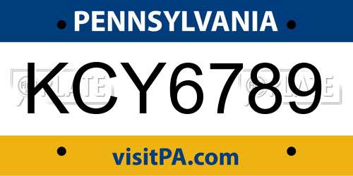 KCY6789 Pennsylvania License Plate
