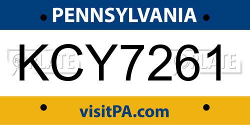 KCY7261 Pennsylvania License Plate