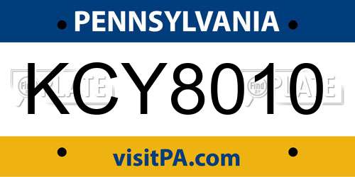 KCY8010 Pennsylvania License Plate