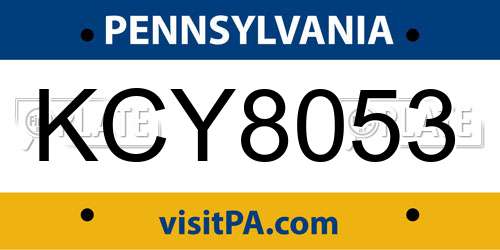 KCY8053 Pennsylvania License Plate