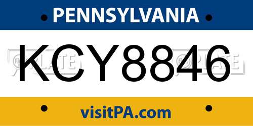 KCY8846 Pennsylvania License Plate