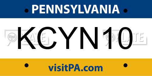 KCYN10 Pennsylvania License Plate