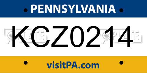 KCZ0214 Pennsylvania License Plate
