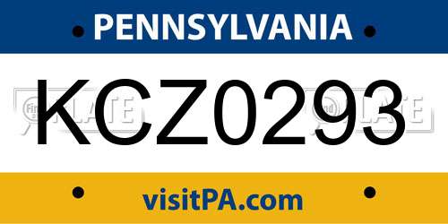 KCZ0293 Pennsylvania License Plate