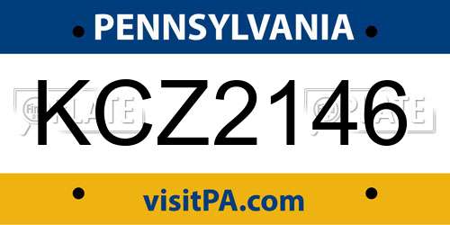 KCZ2146 Pennsylvania License Plate