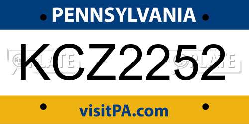KCZ2252 Pennsylvania License Plate