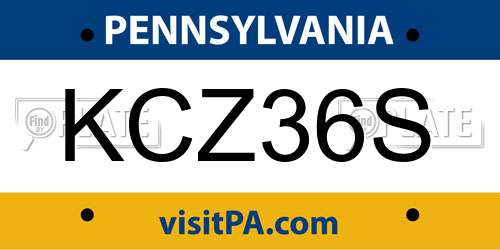 KCZ36S Pennsylvania License Plate