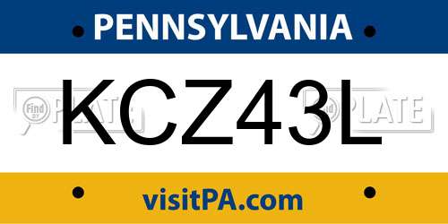 KCZ43L Pennsylvania License Plate