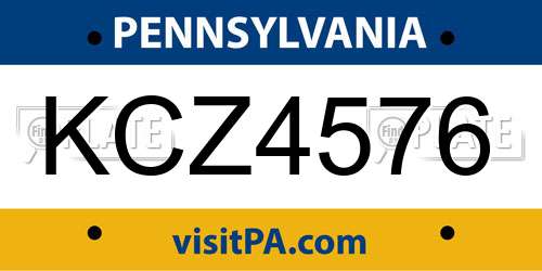 KCZ4576 Pennsylvania License Plate