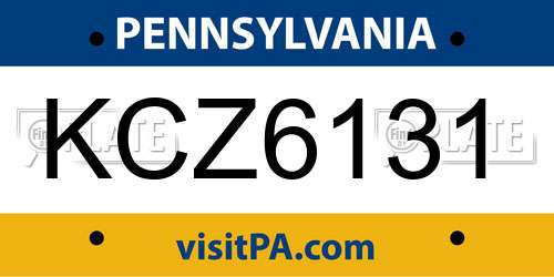KCZ6131 Pennsylvania License Plate