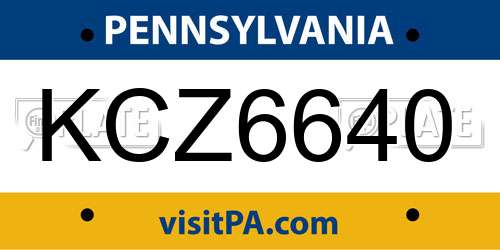 KCZ6640 Pennsylvania License Plate