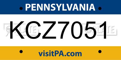 KCZ7051 Pennsylvania License Plate