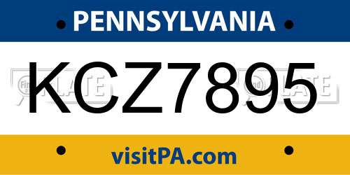 KCZ7895 Pennsylvania License Plate