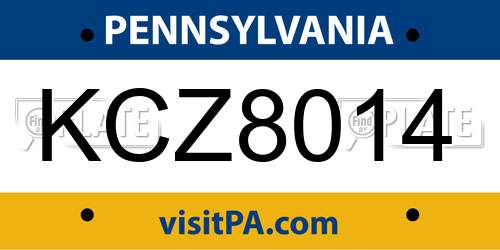 KCZ8014 Pennsylvania License Plate