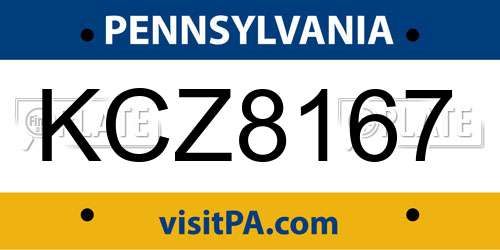 KCZ8167 Pennsylvania License Plate