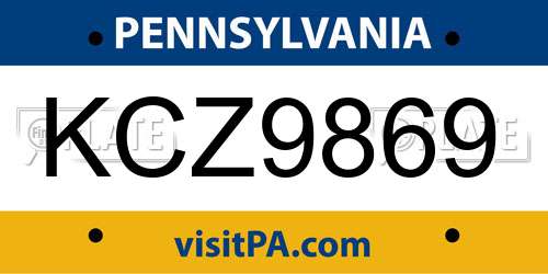 KCZ9869 Pennsylvania License Plate