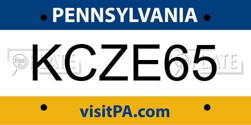 KCZE65 Pennsylvania License Plate