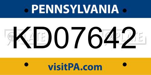 KD07642 Pennsylvania License Plate