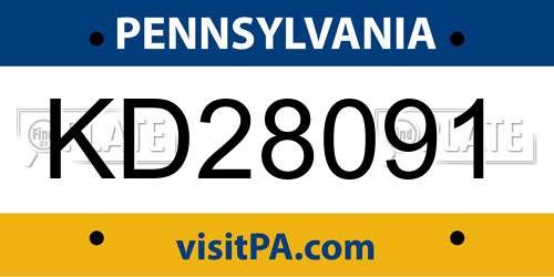 KD28091 Pennsylvania License Plate