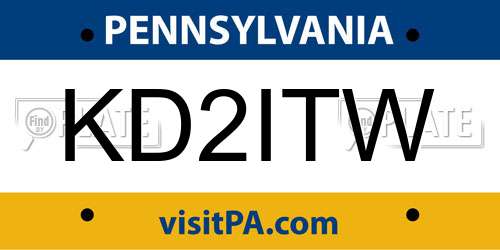 KD2ITW Pennsylvania License Plate
