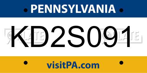 KD2S091 Pennsylvania License Plate