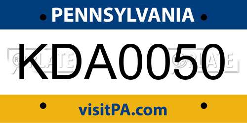 KDA0050 Pennsylvania License Plate