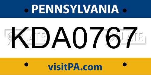 KDA0767 Pennsylvania License Plate