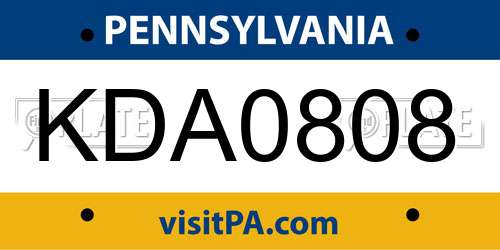 KDA0808 Pennsylvania License Plate