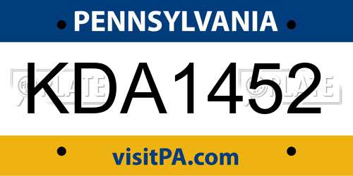 KDA1452 Pennsylvania License Plate