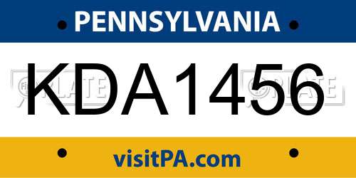 KDA1456 Pennsylvania License Plate