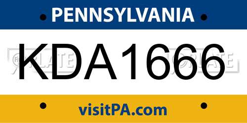 KDA1666 Pennsylvania License Plate