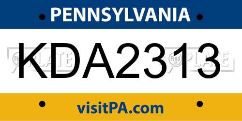 KDA2313 Pennsylvania License Plate