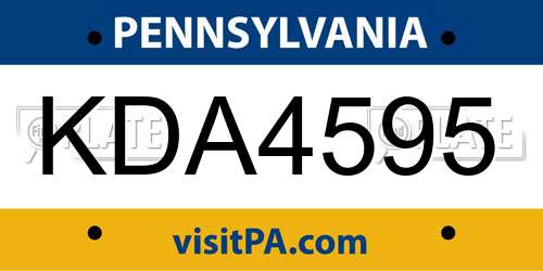 KDA4595 Pennsylvania License Plate