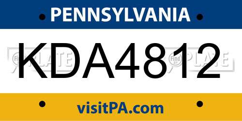 KDA4812 Pennsylvania License Plate