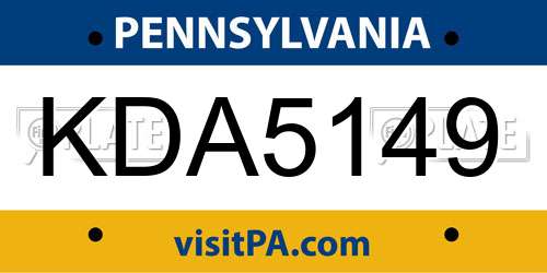 KDA5149 Pennsylvania License Plate