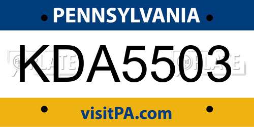 KDA5503 Pennsylvania License Plate
