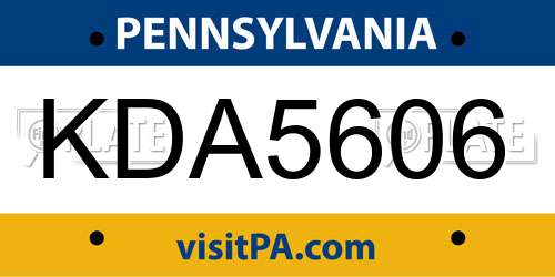 KDA5606 Pennsylvania License Plate