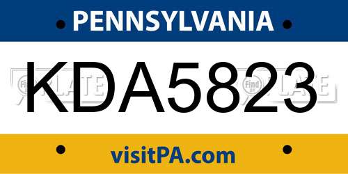 KDA5823 Pennsylvania License Plate