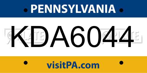KDA6044 Pennsylvania License Plate