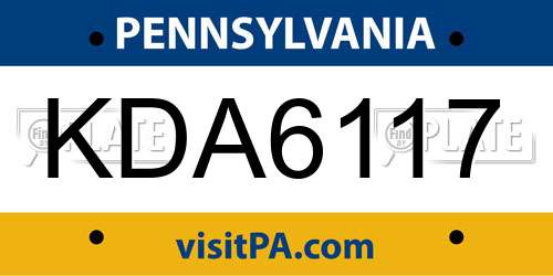 KDA6117 Pennsylvania License Plate