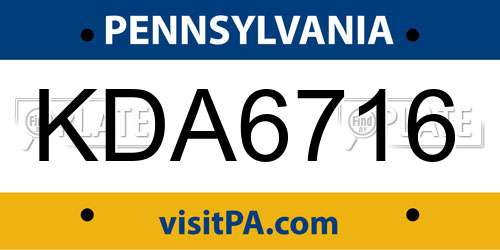 KDA6716 Pennsylvania License Plate