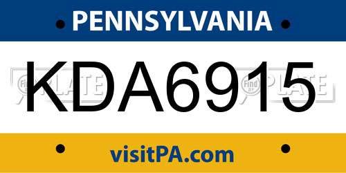 KDA6915 Pennsylvania License Plate