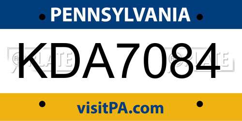 KDA7084 Pennsylvania License Plate