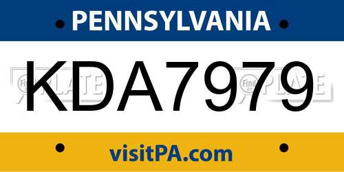 KDA7979 Pennsylvania License Plate