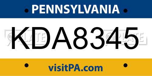 KDA8345 Pennsylvania License Plate