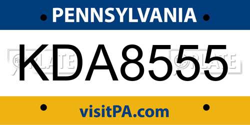 KDA8555 Pennsylvania License Plate