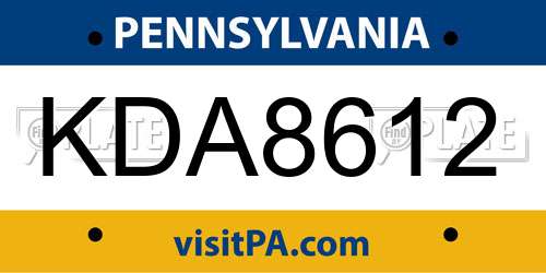 KDA8612 Pennsylvania License Plate