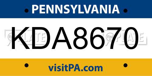 KDA8670 Pennsylvania License Plate